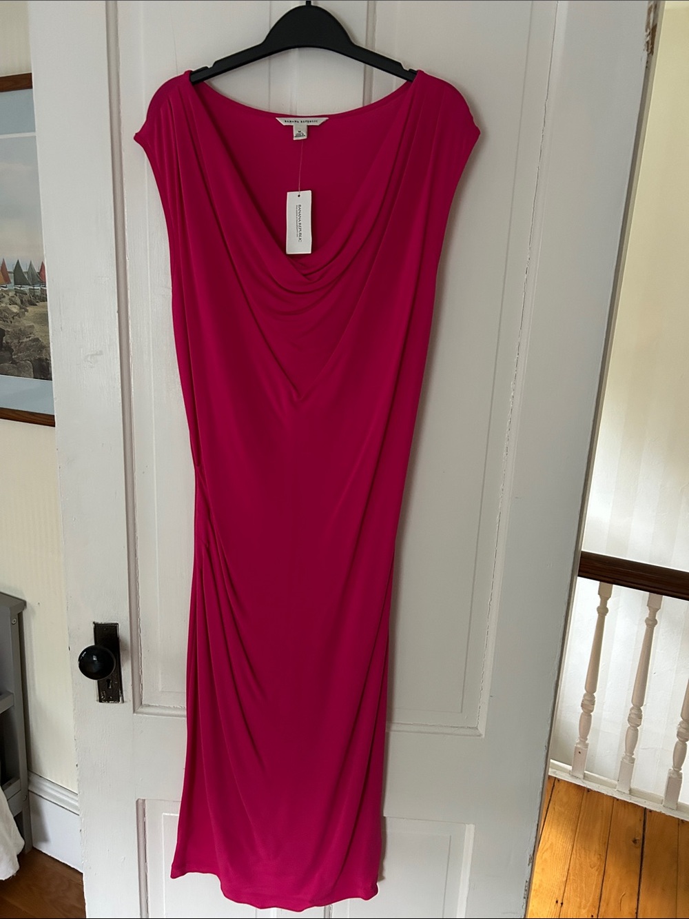 Banana Rupublic Fuchsia Cowl Neck Maxi Dress